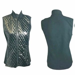 J'Envie Longline Vest Patent Faux Leather Black